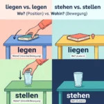 تفاوت افعال liegen/legen و stehen/stellen